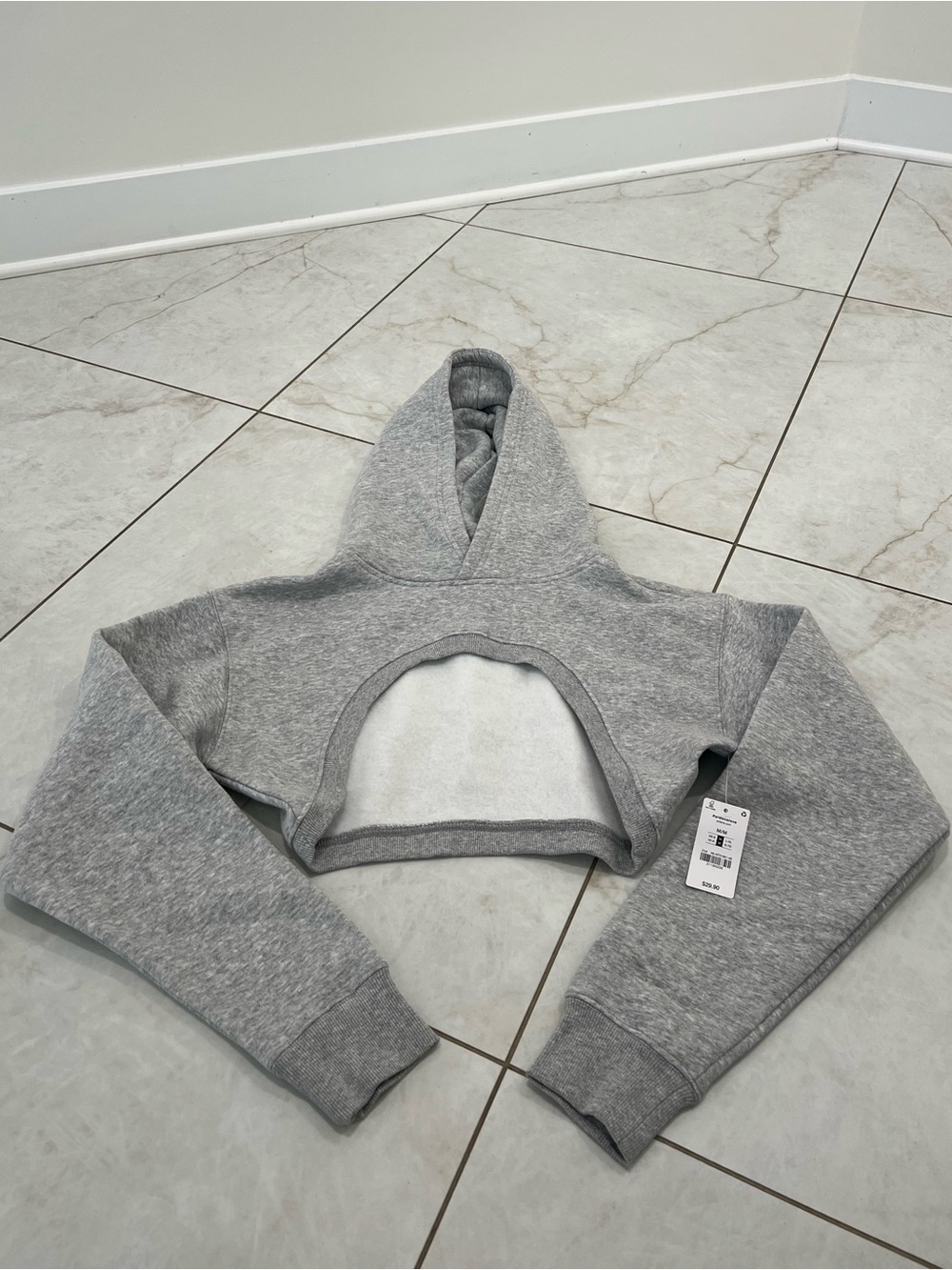 NWT Ardene Gray Cropped Sweatshirt Shrug Size Medium